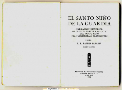 Historia del Santo Niño de La Guardia del Padre Ramón Sarabia, 1955 Editorial Perpetuo Socorro Presentación
Keywords: Historia del Santo Níño Ramón Sarabia 1955
