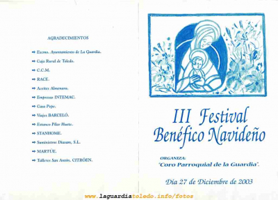 Festival Benéfico Navideño en favor de Manos Unidas 2003
