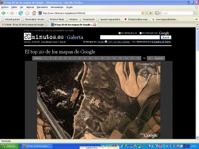 Un paraje en nuestro pueblo está entre los top 20 del Google Earth (El famoso BAR)
Este enlace se puede encontrar en internet en [url=http://www.20minutos.es/galeria/1679/0/18][color=navy][i][b]Enlace al top 20 del Google Earth[/b][/i][/color][/url].[/b] 
Más enlaces al famoso BAR en www.laguardiatoledo.info
[url=http://www.laguardiatoledo.info/fotos/displayimage.php?pos=-1431][color=navy][i][b]Referencia 1 al BAR en www.laguardiatoledo.info[/b][/i][/color][/url].[/b] 
[url=http://www.laguardiatoledo.info/fotos/displayimage.php?pos=-2101][color=navy][i][b]Referencia 2 al BAR en www.laguardiatoledo.info[/b][/i][/color][/url].[/b] 
[url=http://www.laguardiatoledo.info/fotos/displayimage.php?pos=-1433][color=navy][i][b]Referencia 3 al BAR en www.laguardiatoledo.info[/b][/i][/color][/url].[/b] 

