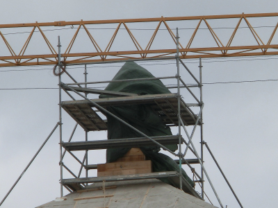 Detalle del extremo de la cúpula. Obras de rehabilitación de la Iglesia. 23-3-2013
