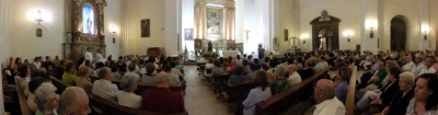 Subida del Santo Niño a la Iglesia. Panorámica en la misa. 3-09-2011
