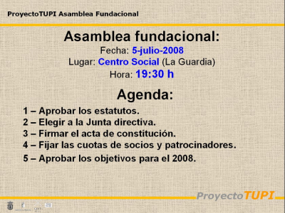 Asamblea fundacinal 5-7-2008
Keywords: Asamblea fundacinal 5-7-2008