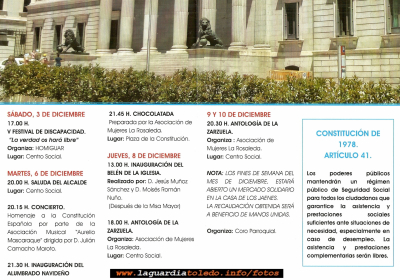 Programa de actos que se celebra con motivo de la Constitución Española.
Keywords: constitución