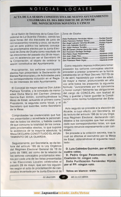 Primer número de "El Balcón de La Guardia" aparecido en el otoño del 1995. Página 17
Keywords: el balcon de la guardia 1995