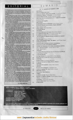 Primer número de "El Balcón de La Guardia" aparecido en el otoño de 1995. Página 2
Keywords: el balcon de la guardia 1995