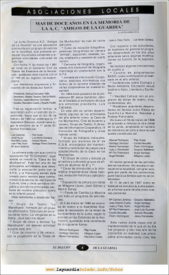 Primer número de "El Balcón de La Guardia" aparecido en el otoño de 1995. Página 4
Keywords: El balcon de La Guardia 1995