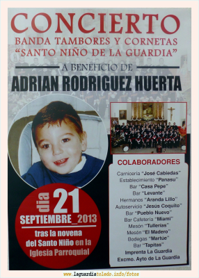 Concierto benéfico para Adrián Rodriguez Huerta, el 21 de septiembre de 2013. A las 8 de la tarde en la Iglesia
Keywords: adrian rodriguez huerta concierto tambores y cornetas