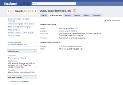 www.laguardiatoledo.info, ya en facebook.
Únete!!
Keywords: facebook