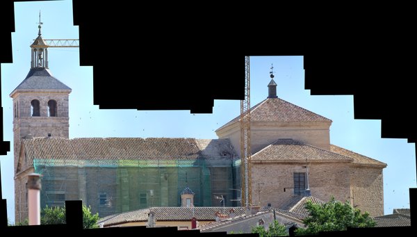 Las obras de los tejados de la Iglesia vistas desde la Cañadilla en alta resolución (500 Mpx) con el formato de visualización interactivo con controles
